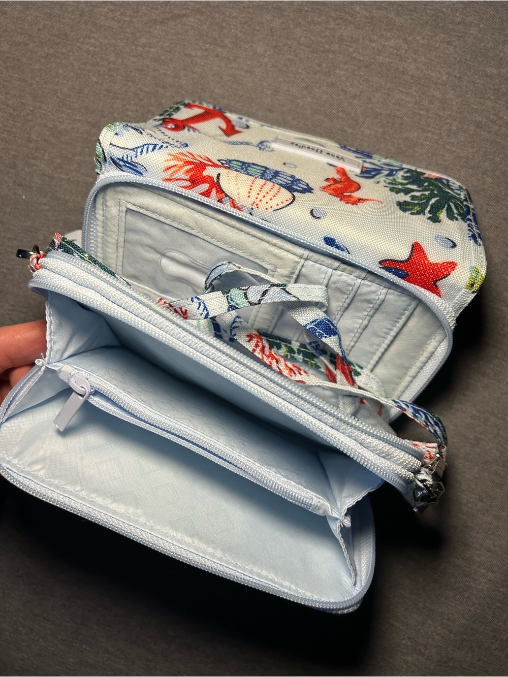 Vera Bradley Coastal Print Wristlet in White with Red & Blue Accents - Picture 5 of 6